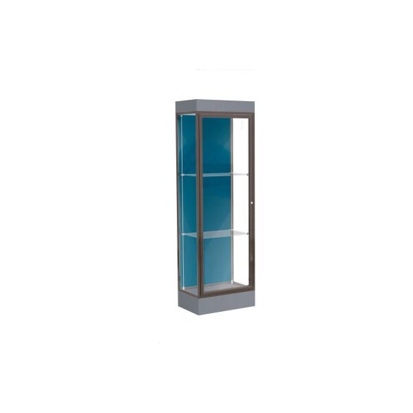 Waddell Display Case Of Ghent Edge Lighted Floor Case, Blue Steel Back, Dark Bronze Frame, 6" Carbon Mesh Base, 24"W x 76"H x 20"D 91LFBS-BZ-CM - main
